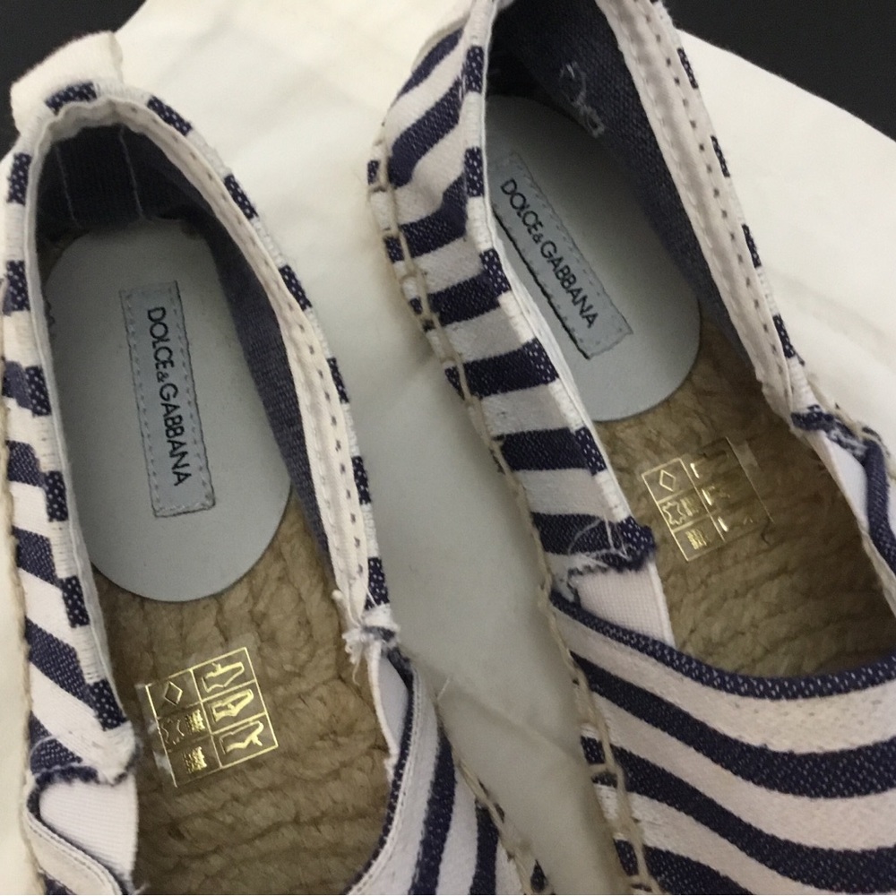 Dolce & Gabbana Navy and White Striped Canvas Espadrilles - Picture 4 of 8